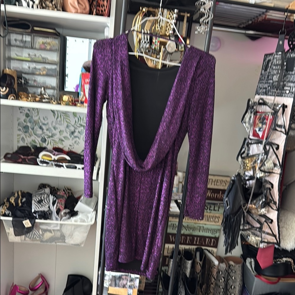 H&M Purple Long Sleeve Bodycon Dress
